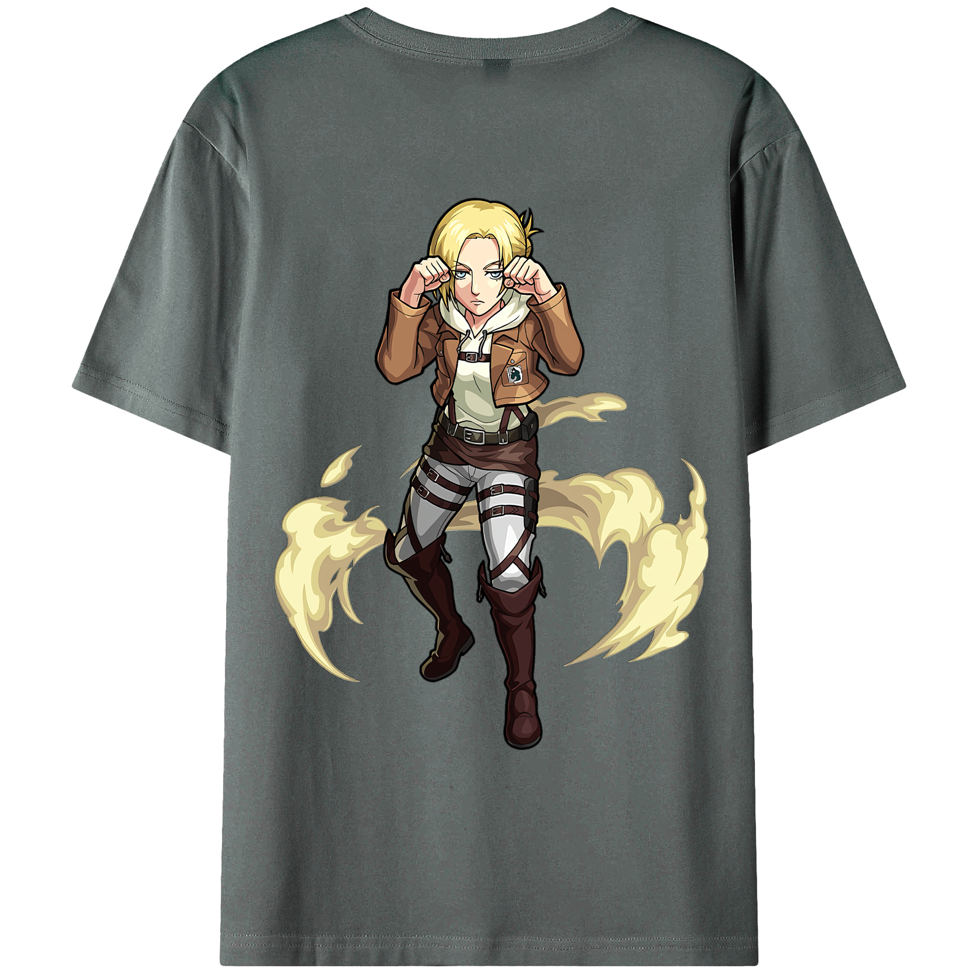 （画像用） 進撃の巨人 アニ・レオンハート Attack on Titan Annie Leonhart 綿100％ メンズ半袖Tシャツ（バックプリント） 通気性